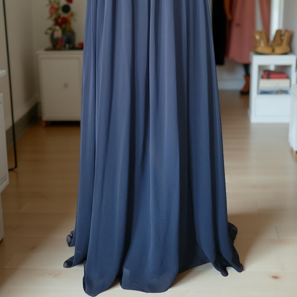 Azazie Blue Halter Maxi Dress for Prom - Picture 5 of 9